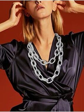 Chunky Silver-Link Statement Necklace - Women's Jewelry